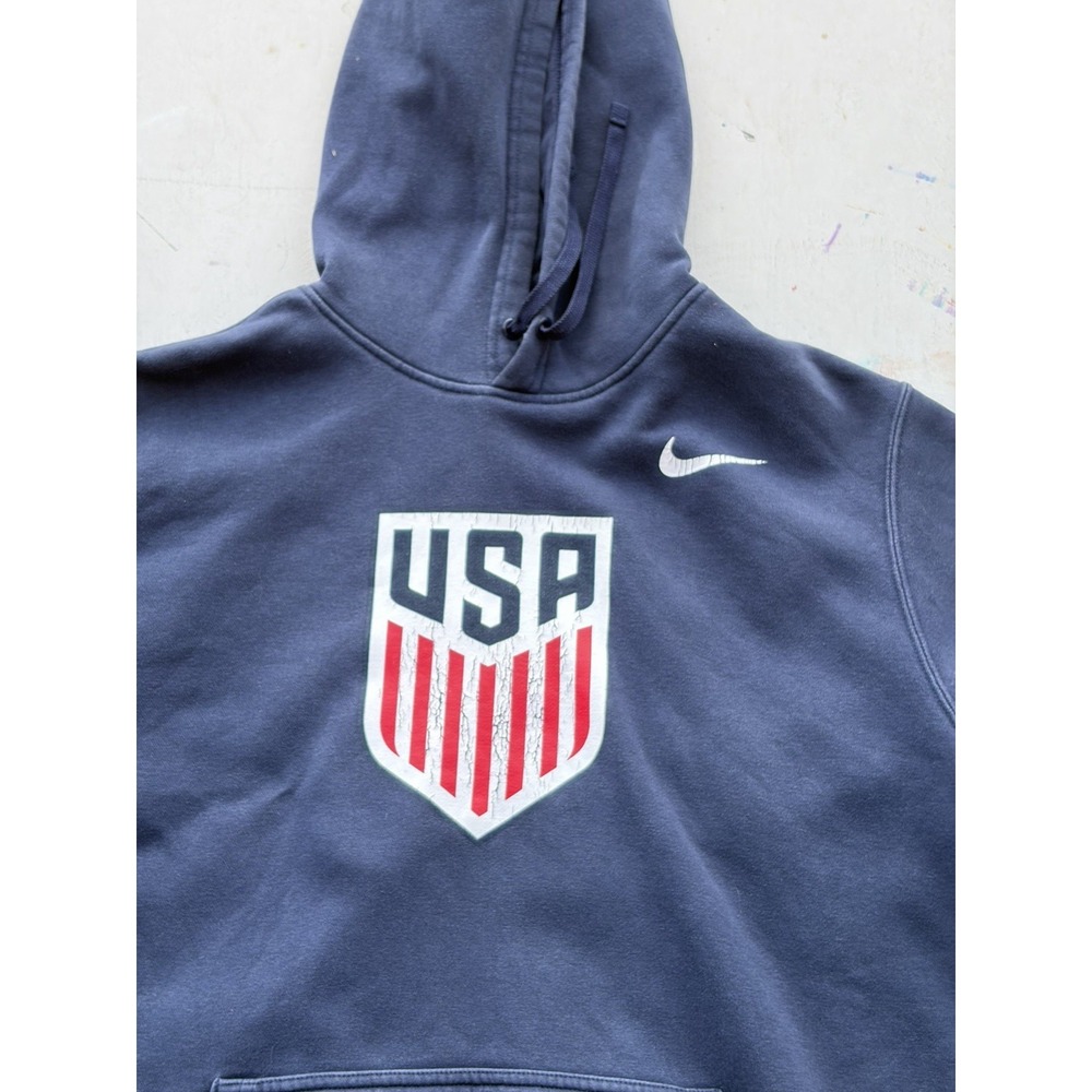 Men's Nike USA Soccer Hoodie Blue Logo L Streetwear Classic Gym Casual Sports